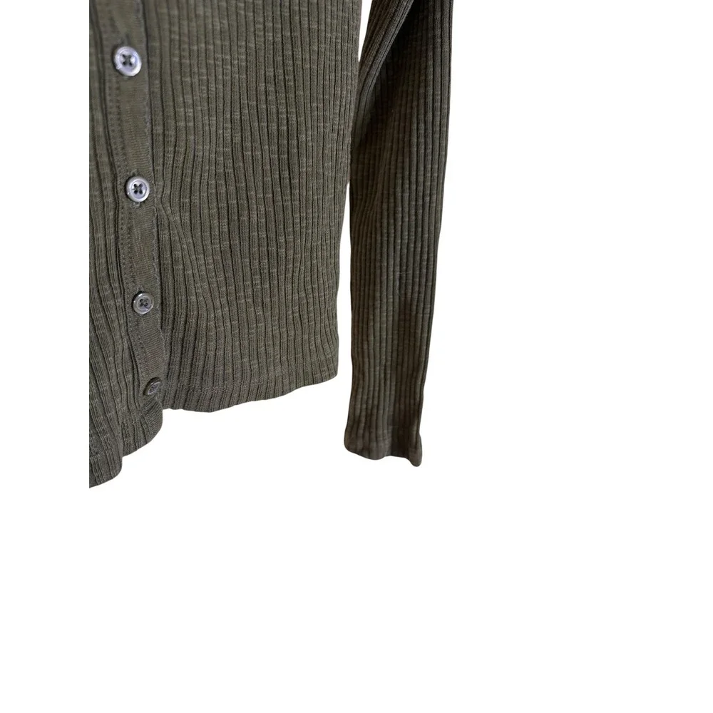 Old Navy Womens Ribbed Long Sleeve V-Neck Cardigan Olive Green Small